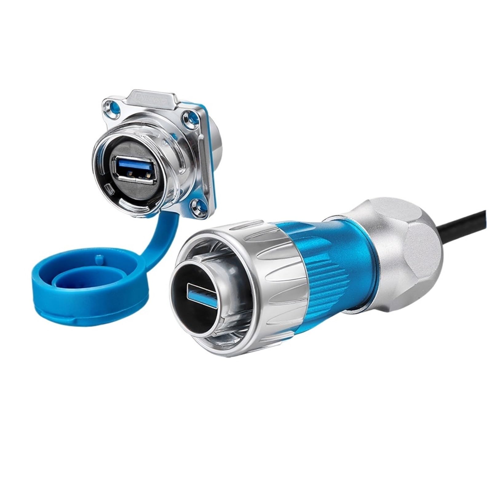 USB 3.0 1/4" Bajonett Datenanschluss Metallgehäuse Wasserdicht IP68 USB Panel Montage mit 0,5 m Kabel (nur runde Buchse)