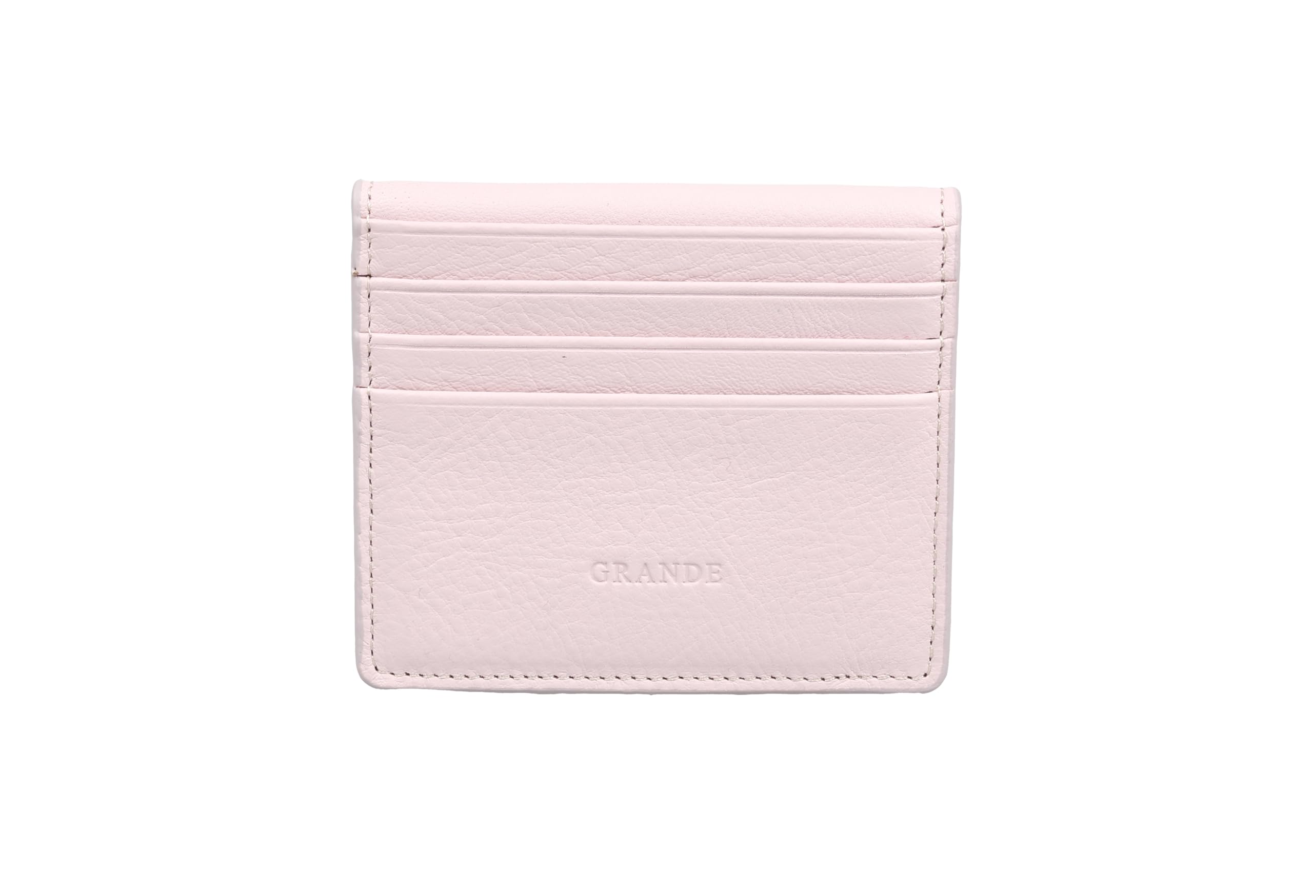 grande 762 Genuine Leather Card Holder For Men Slim Minimalist Card Case Small Magnetic Wallet - Light Pink
