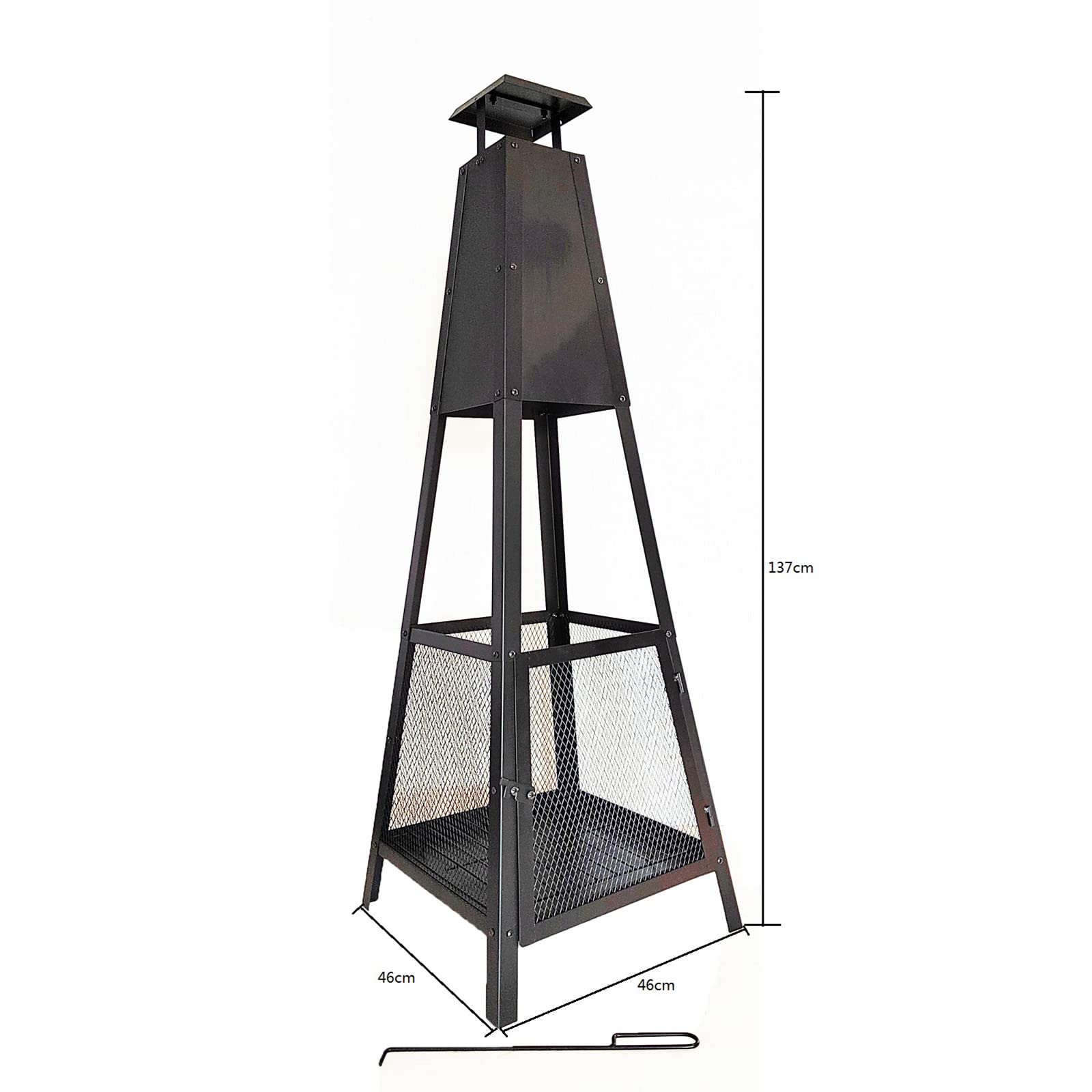 Chimenea jardín exterior acero AKITA TOTEM 40x40x140 cm