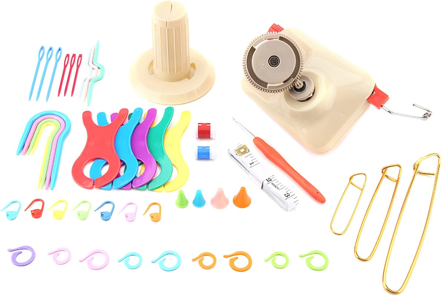Restokki Yarn Ball Winder, Comprehensive Knitting Tool Set with Counter & Inch Meter, Table-Clamp Weaving Accessories