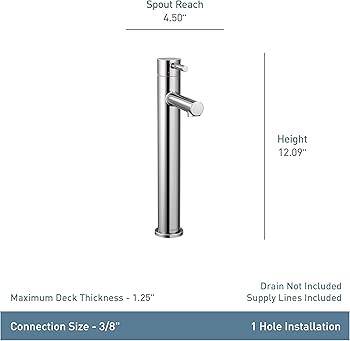 Moen 6192BL Align One-Handle Single Hole Modern Vessel Sink