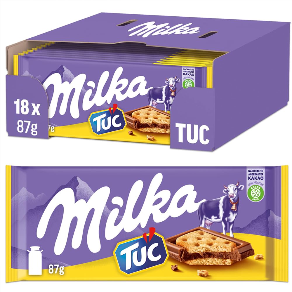 Pack 18 uds. Milka Chocolate Con Leche Cubierto Con Galletas Tuc - 87 gr.