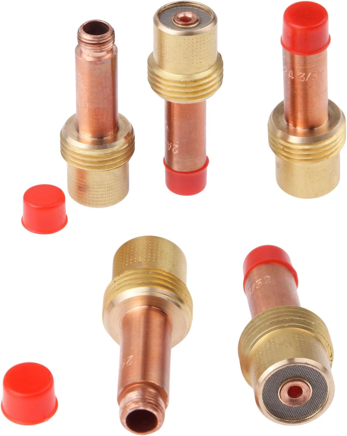 5PCS 45V26 2.4mm(3/32inchs) Gas Lens Collet Body Copper Consumables Kit | for TIG Welding Torch 17,18 and 26 Series