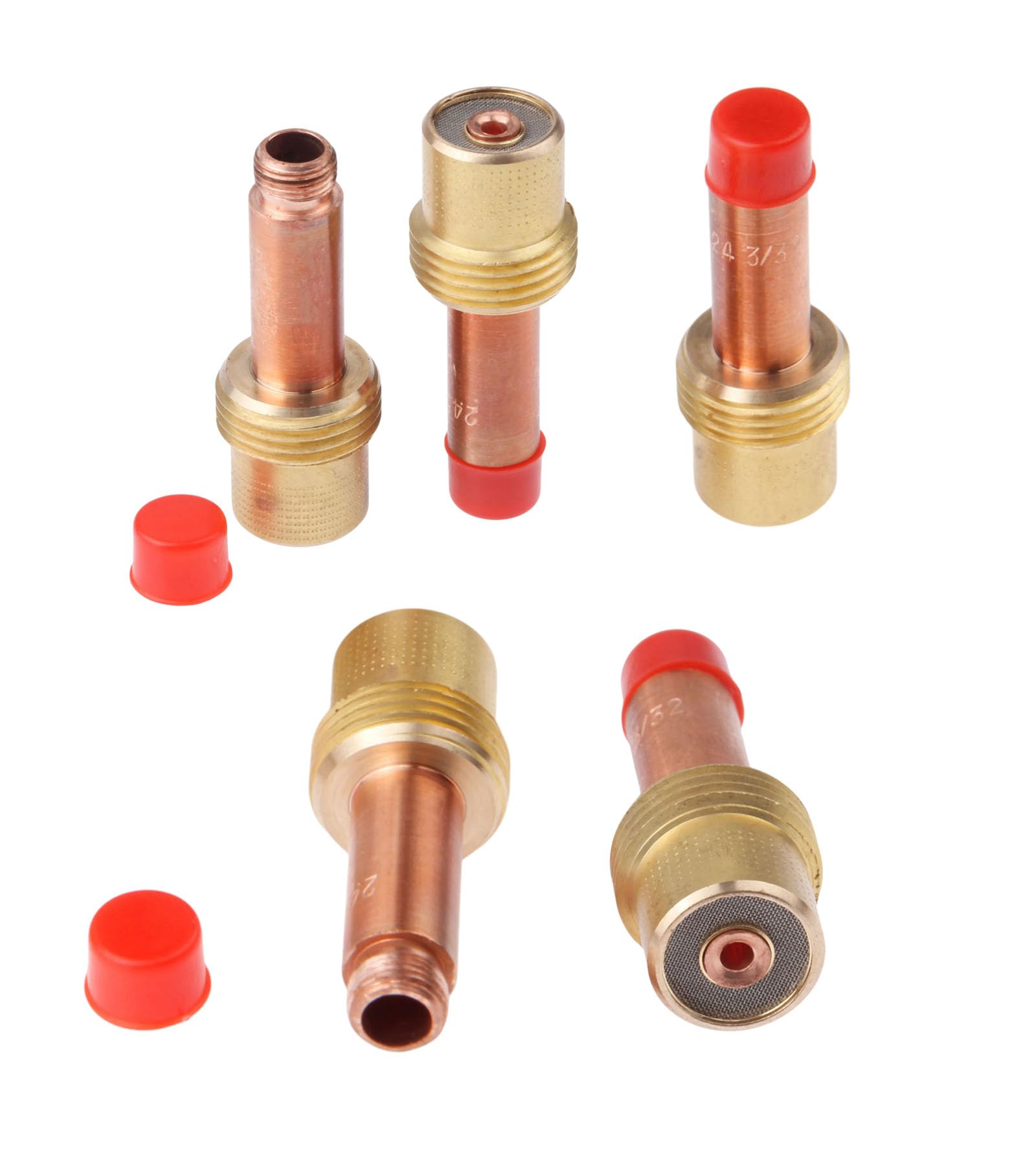 Mtsooning 5PCS 45V26 2.4mm(3/32inchs) Gas Lens Collet Body Copper Consumables KIT for TIG Welding Torch 17,18 and 26 Series