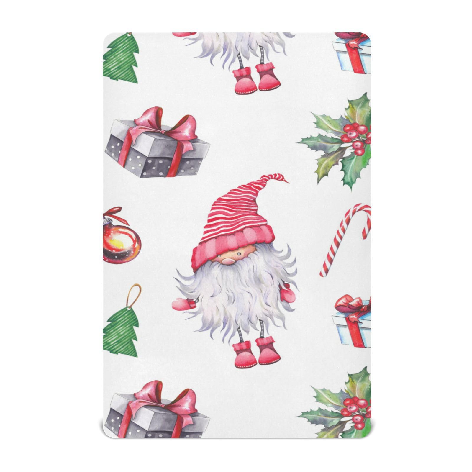Moudou Christmas Gnome Playard Sheet for Boy Girls, Soft Breathable Fitted Toddler Sheet for Standard Playard Bed Mattress, 39 x 27 x 5 Inch