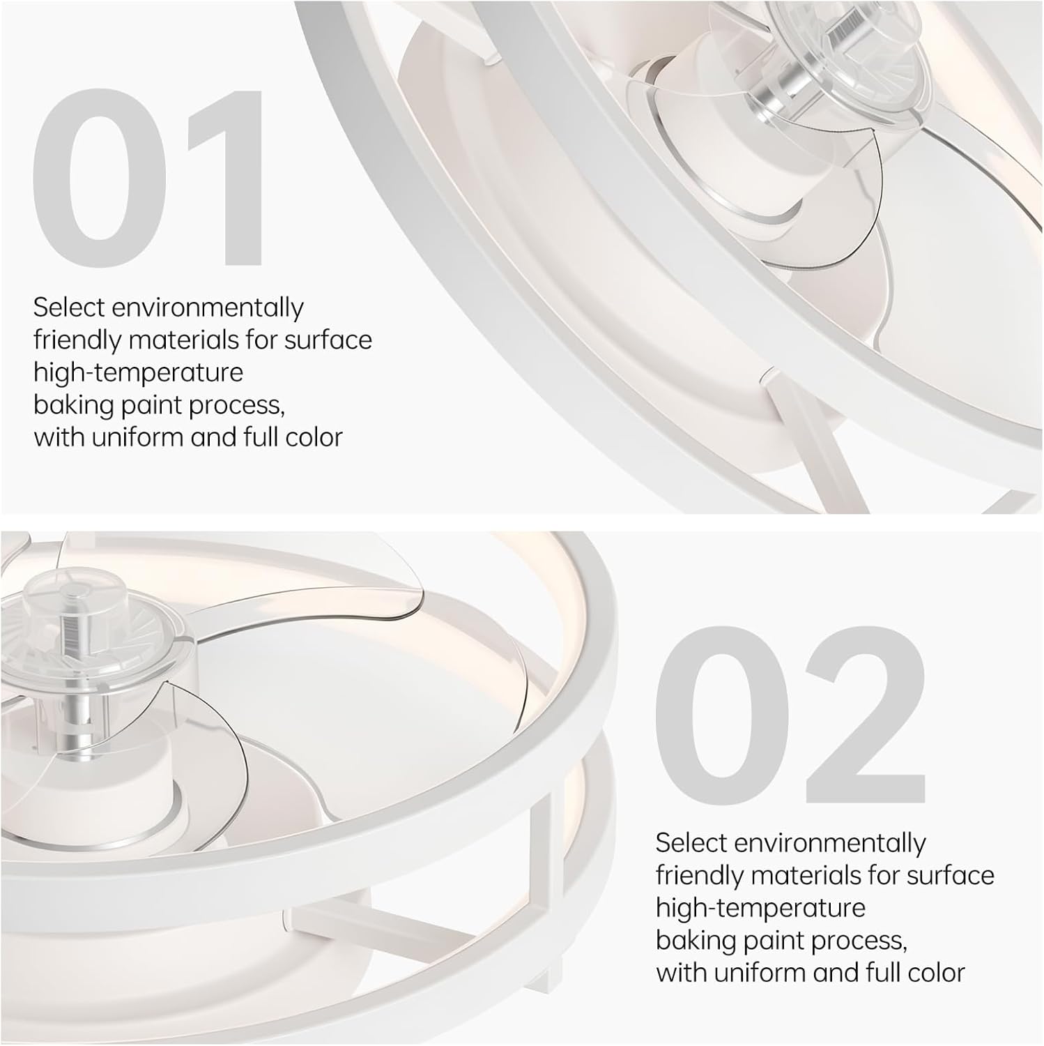 13" Small Ceiling Fans with Lights,Low Profile Flush Mount Fan with Remote,6 Speeds, Dimmable LED,Reversible DC Motor,Modern Ceiling Fans for Bedroom,DM201-B White