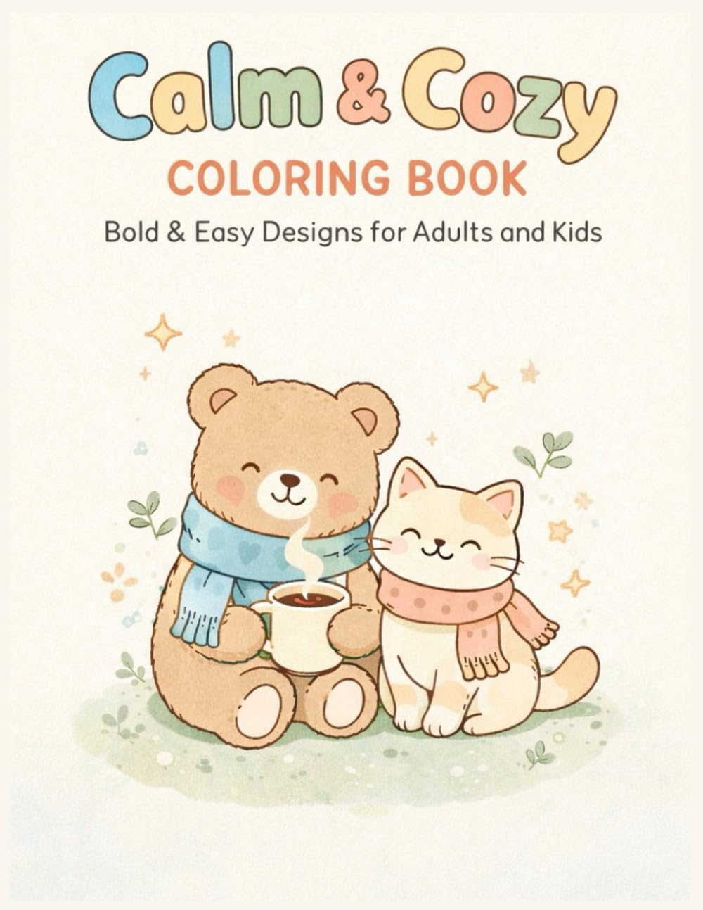 Calm & Cozy Coloring Book: Bold & Easy Designs for Adults and Kids