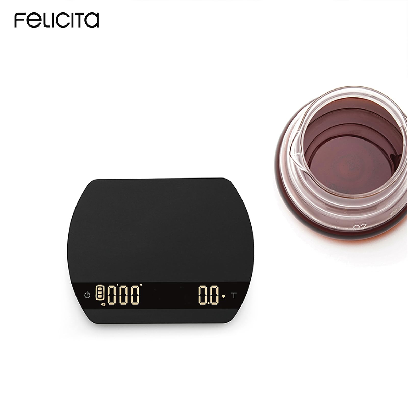 FELICITA ARC Kaffeewaage, Elektronische Espressowaage und Pour-Over Kaffeewaage mit Timer, 0,1 g Genaue, Wasserdurchflussmenge und Auto-Timing-Funktionen mit 5 Arbeitsmodi