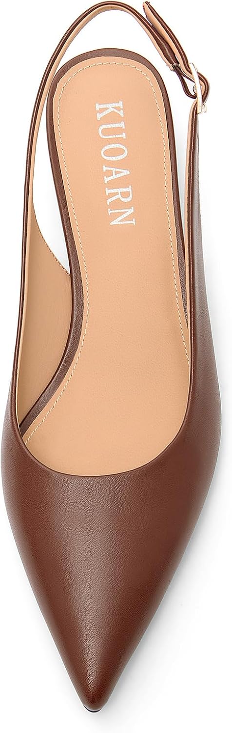 KUOARN Kitten Heels for Women Pointed Closed Toe 1.5 Inch Low Heels,Slingback Pumps Shoes for Wedding,Party,Daily Work - Image 7