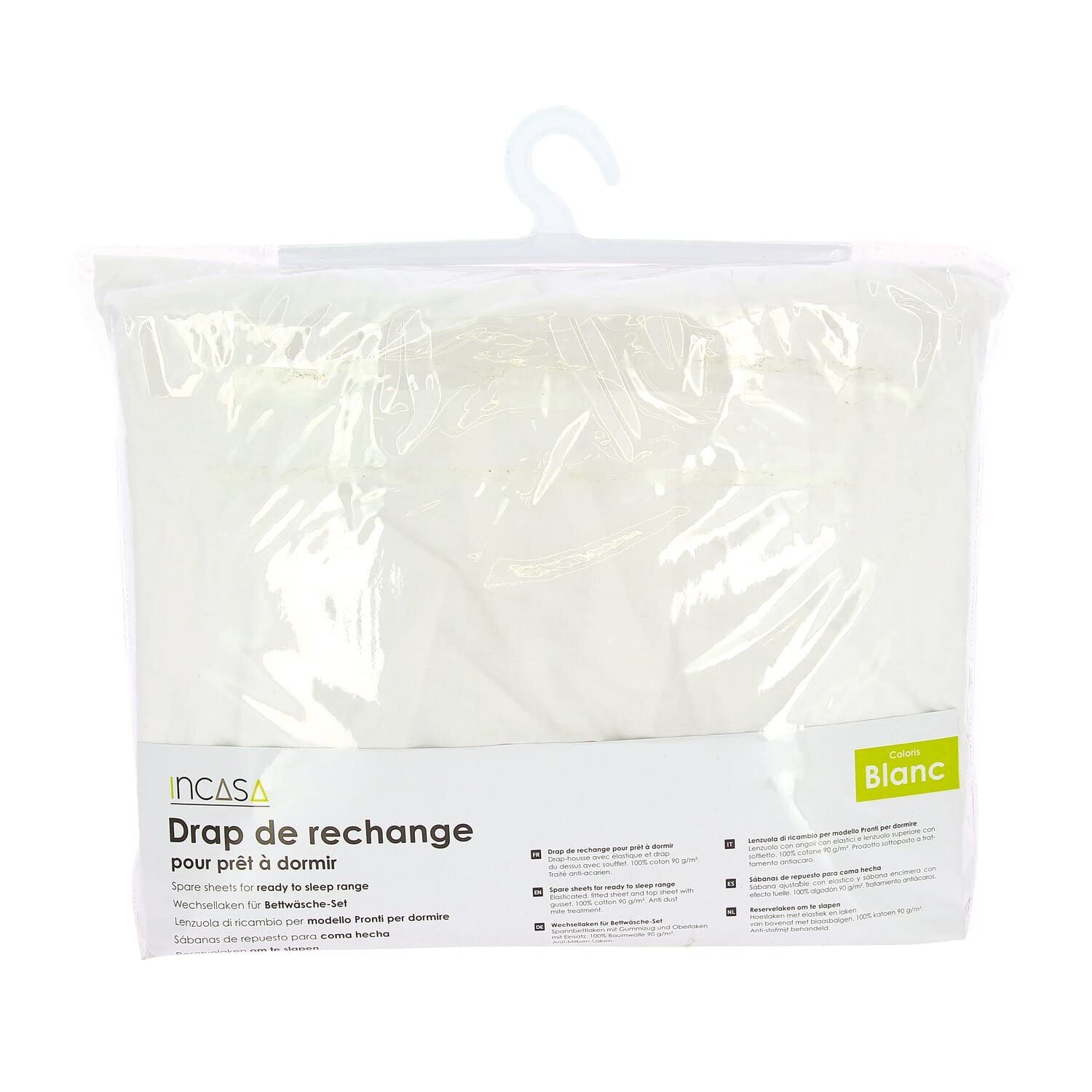 Ensemble Drap + Drap Housse pour Prêt à Dormir : 140 x 190 cm - Coloris Blanc