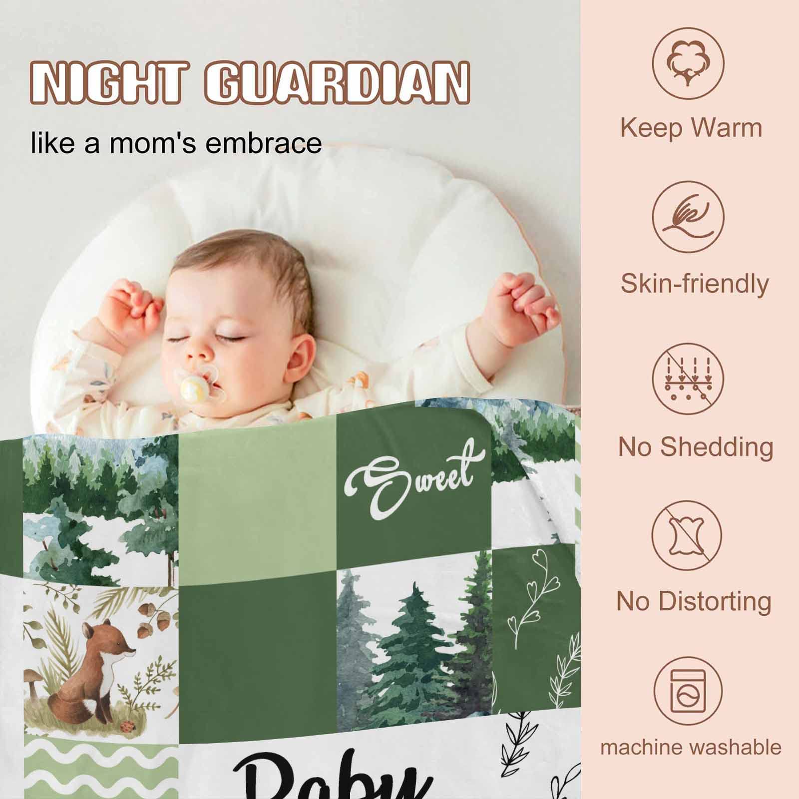 YESCUSTOM Personalized Baby Blanket With Name - Woodland Bear Camouflage Fleece Blanket