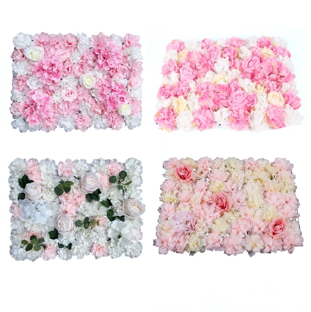 12 x Künstliche Blumenwand Paneele Seidenblume Rosenwand Blumen Wanddeko DIY Deko Hintergrund Hochzeit Blumenwand Kunstblumen 40 x 60 cm (Stil 1)