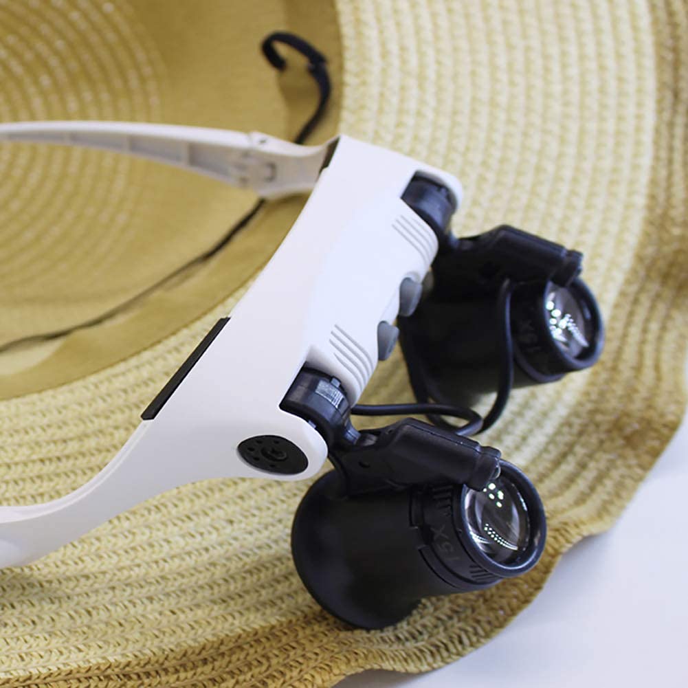 Loupes Dentaires, Loupe Frontale avec Bandeau - Loupes Binoculaires - Grossissement 10X, 15X, 20X, 25X - Loupe Binoculaire pour La Réparation De Bijoux Et De Montres