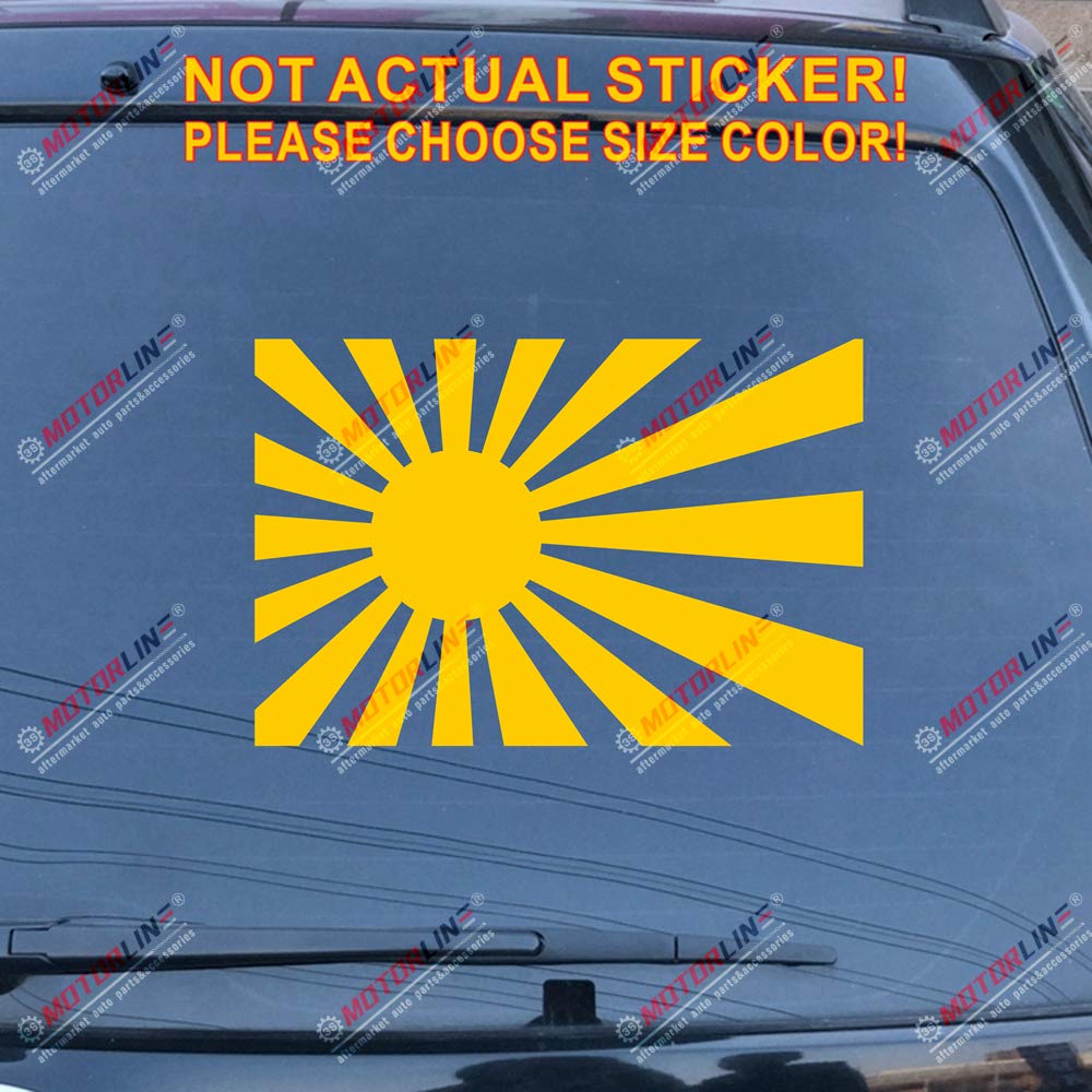 2-Pack Japanese Rising Sun Flag Decals - 6 Inch Black Vinyl Sticker For Cars, Windows - View #3