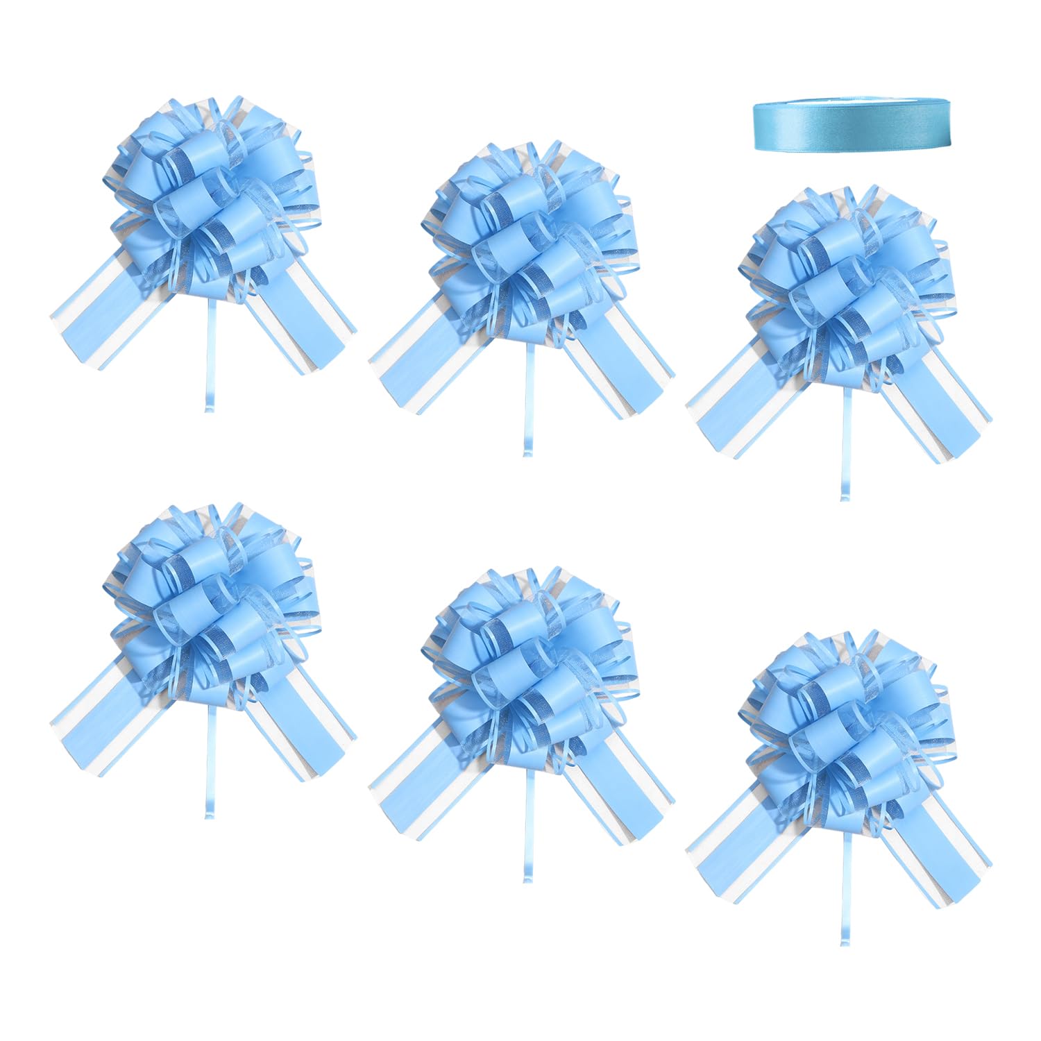 RNFKSU 6 Pieces Of Bow Tie Garland And 1 Roll Of Ribbon, Gift Packaging Garland, Wedding Decoration Ribbon, Gift Bouquet Accessories.