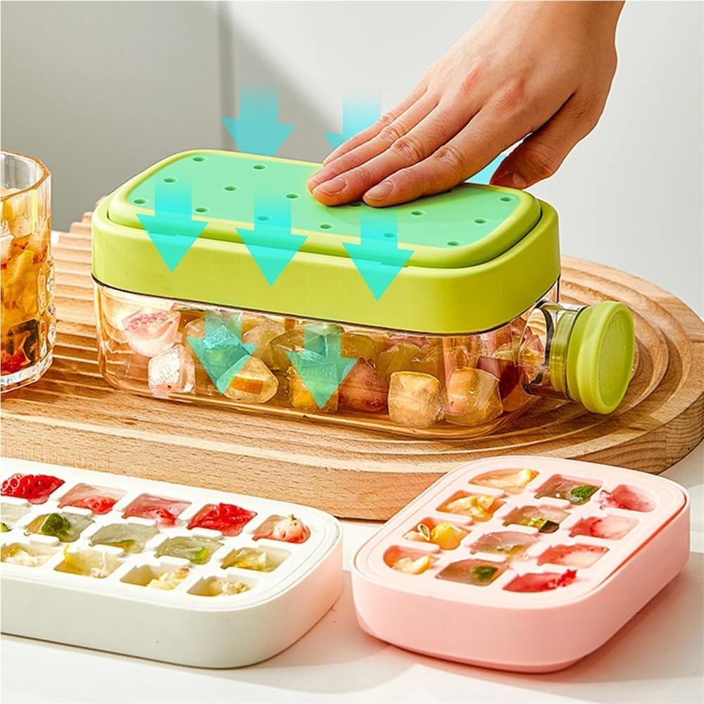 Stampo Per Congelatore In Silicone Con 4 Scomparti E Coperchio – 2 Pezzi Per Cubetti Di Ghiaccio, Zuppe, Brodo E Salse, Con Misure Di Riempimento (verde)