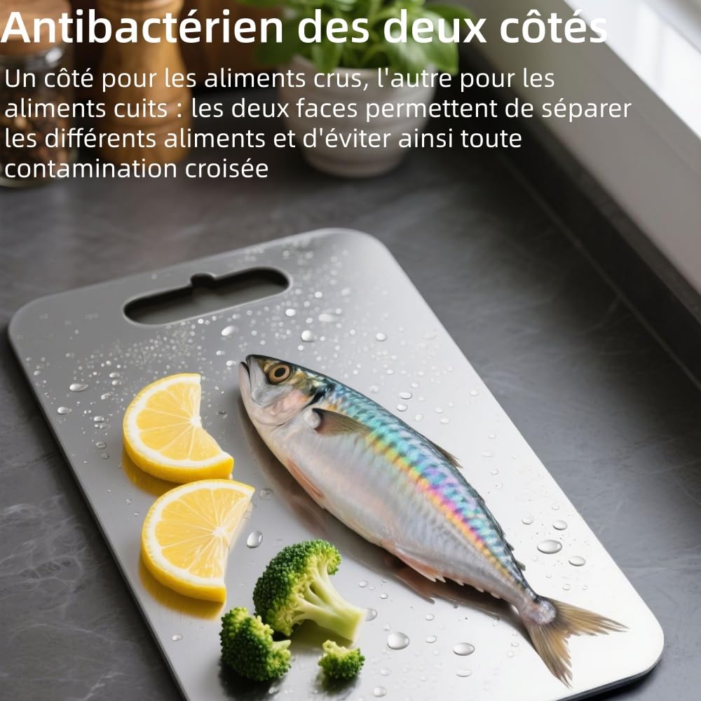 Katori Planche à découper double face en alliage de titane,Résistant aux Odeurs, Poignée Facile à Saisir pour Couper Viande, Légumes, Fruits et Pain