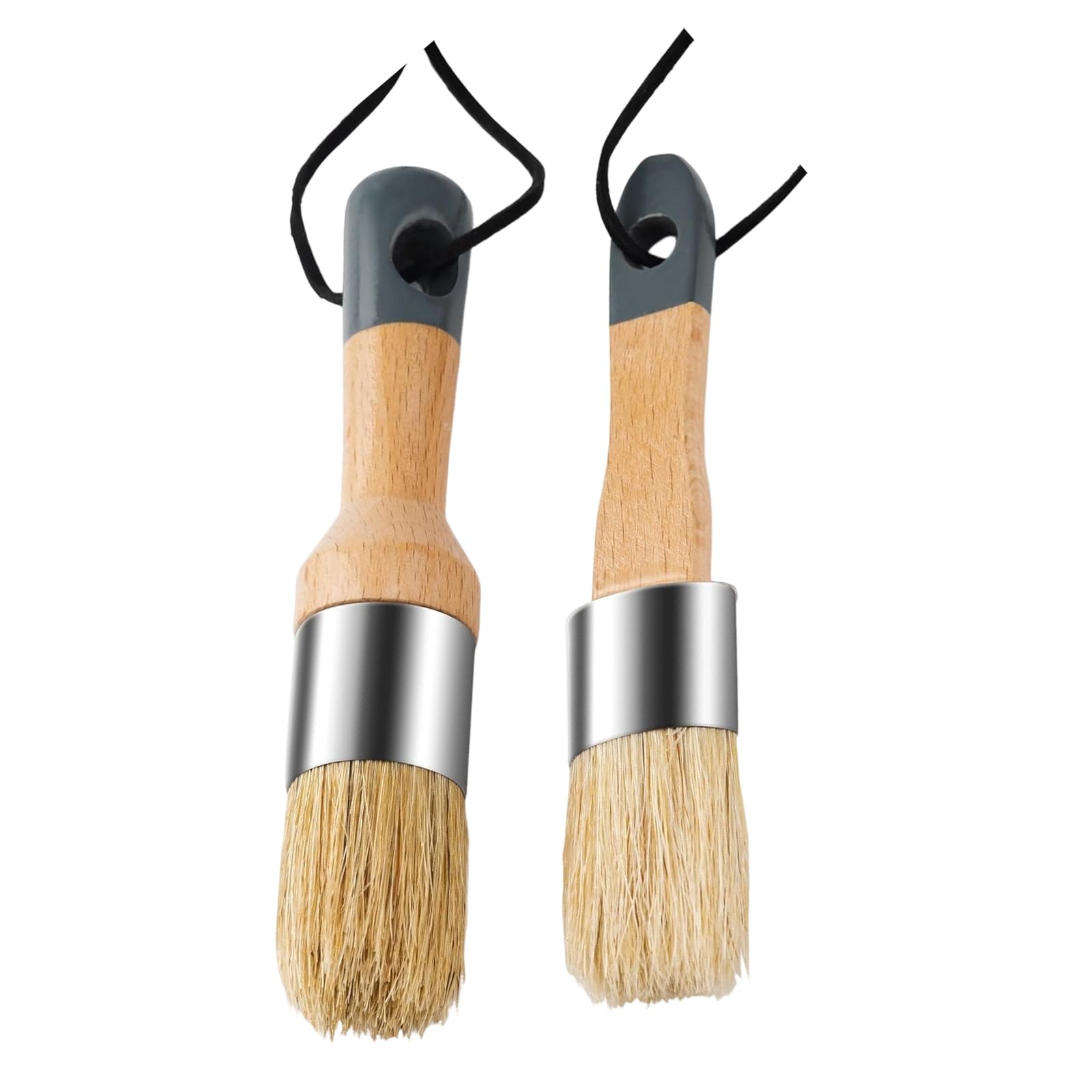 GIONAR 2-Pack Chalk Paint & Wax Brushes, Natural Bristle Round Oval Brushes for Furniture Painting, Frenchic, DIY Crafts & All Painting Waxing