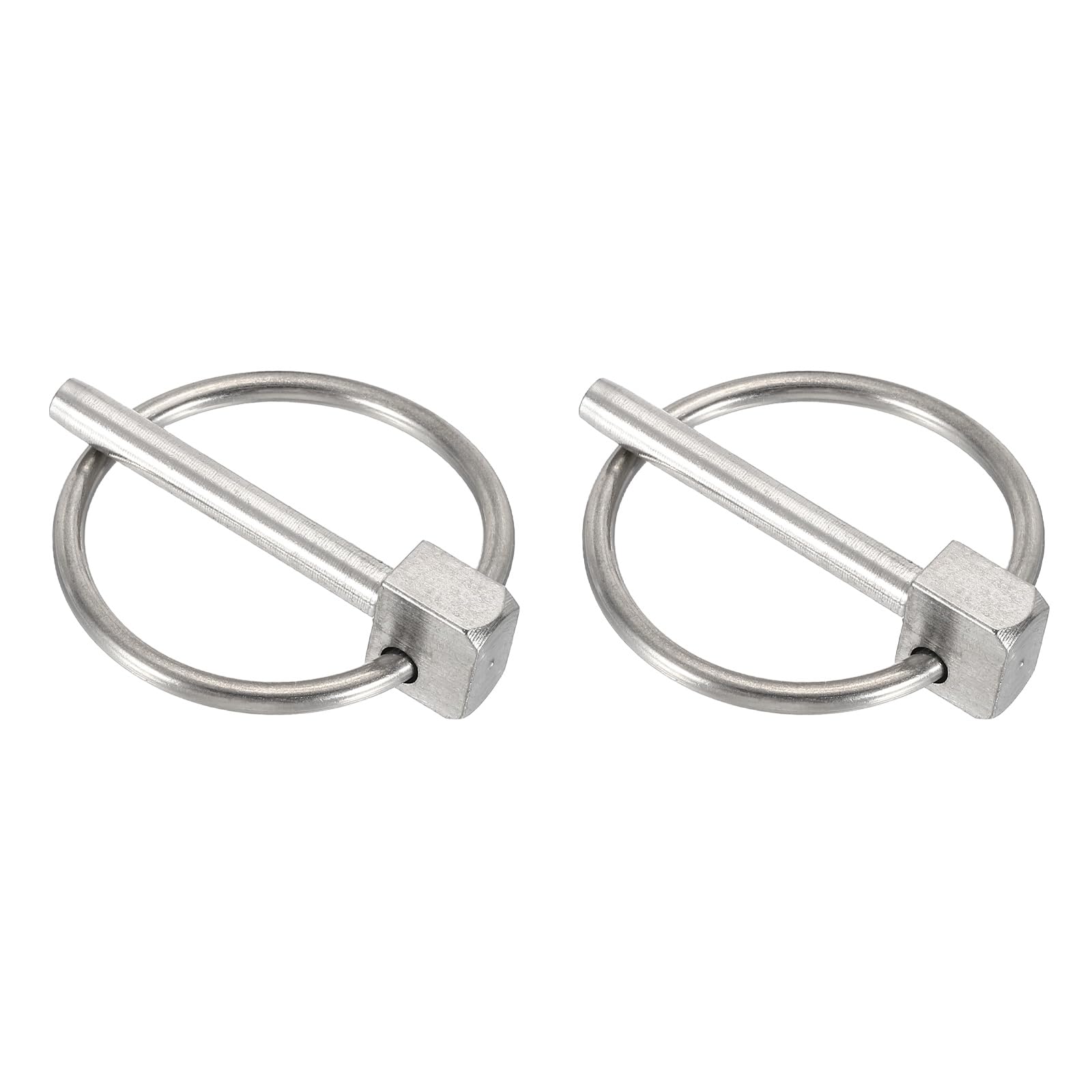 sourcing map 2Pcs Lynch Pin with Ring (4mm x 30mm) - Heavy Duty Linch Pins Shaft Locking Pin Clips Stainless Steel, for Farm Tractors Trucks Lawn Mowers Trailers Trolley, Silver
