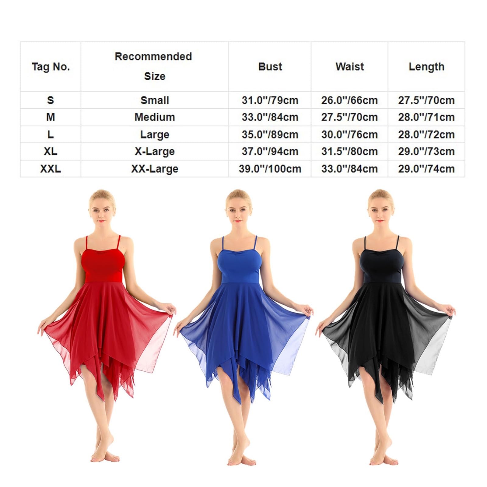Lyric Clothing - Body da donna, senza maniche, asimmetrico, in chiffon, per danza, tutù, ginnastica, performance illusione, abbigliamento da danza (A-verde, S)