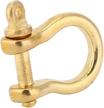 2 Set D Ring Shackle Pure Brass Screw Pin, 10mm Anchor Shackle Pure Brass U Type Fob Key Ring Hook Golden Connection Buckle