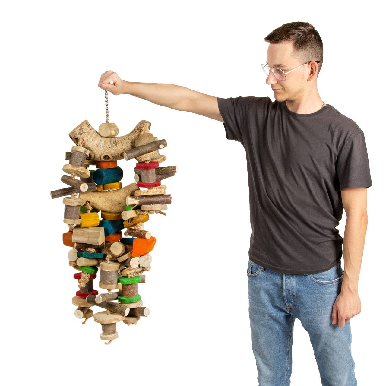HappyBird | Riesiges Papageien Shredderspielzeug | Giant Bam Tower | 100 x 35 x 35 cm | aus Javaholz