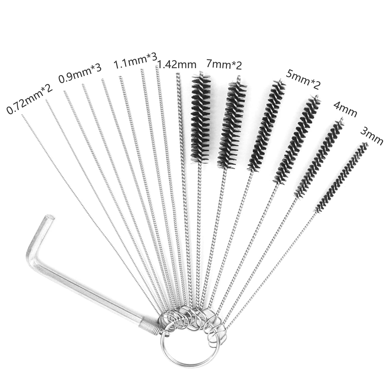 Carburadores Carbon Dirt Jet Remove Cleaner, 9 agujas de limpieza 6 cepillos de nailon 1 llave y 13 cepillos de cables de limpieza para motosierra Weedeater Motosierra ATV ciclomotor soldador