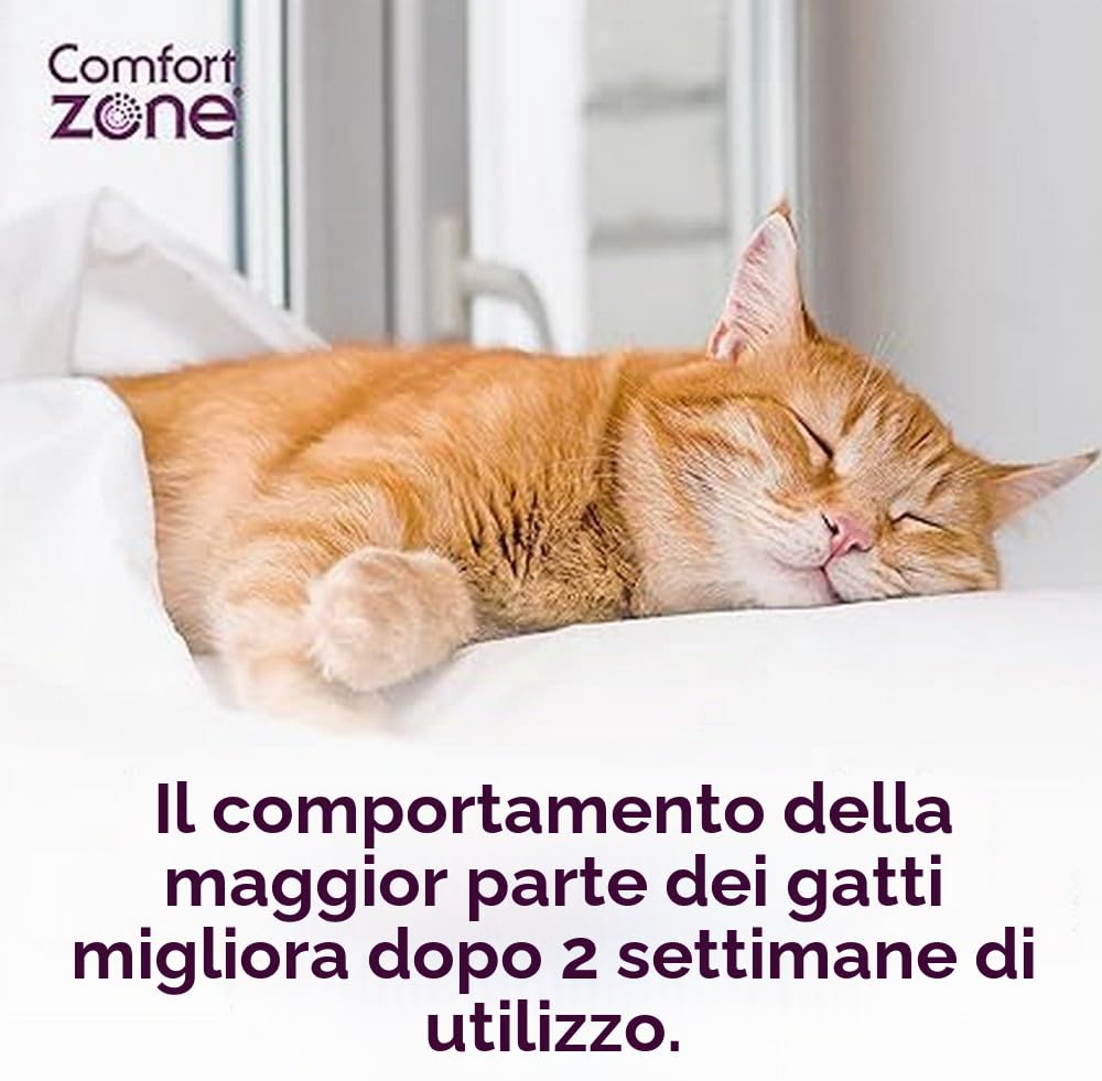 Confezione ecologica di 4 ricariche per diffusore Comfort Zone (120 giorni) – feromoni: riduce lo stress, la marcatura urinaria, i graffi e altri comportamenti problematici.