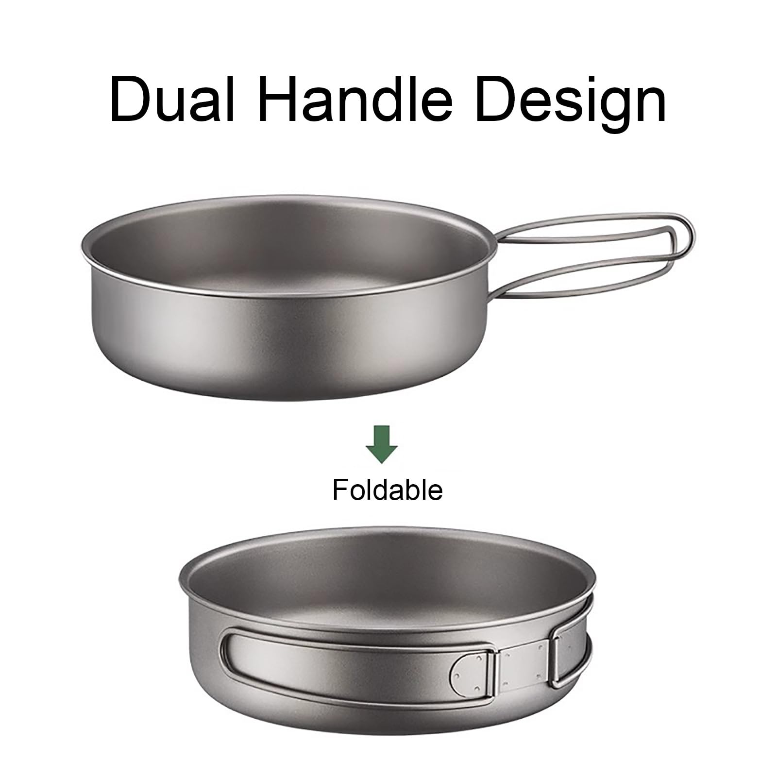 Poêle à Frire en Popote Titane, Vaisselle Camping, Casserole Camping, avec Poignée Pliable, pour Pique-Nique, Randonnée et Cuisine