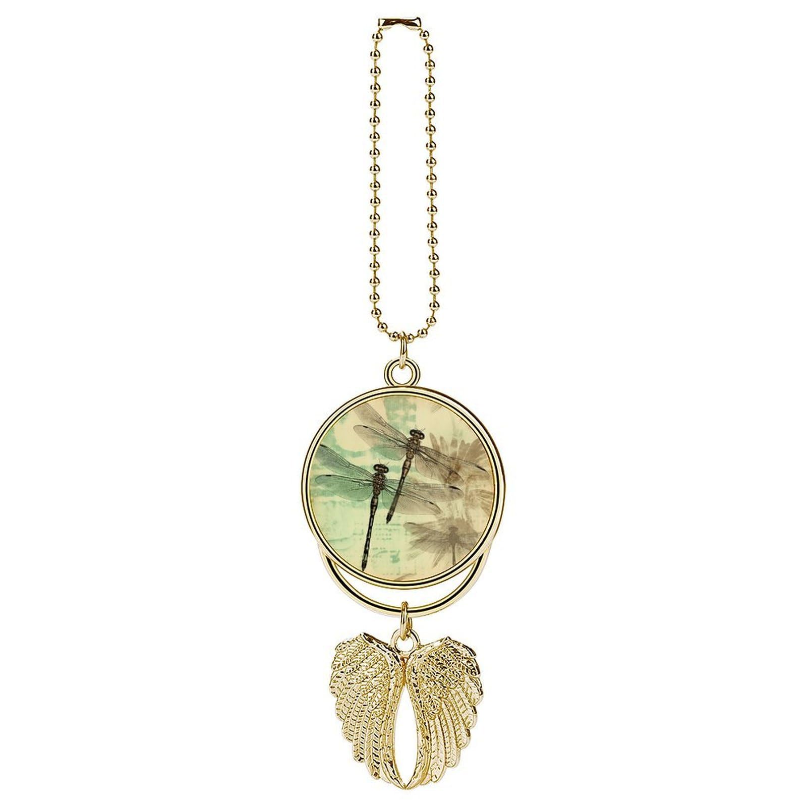 Dragonfly Dragonflies Vintage Car Pendant Car Rearview Mirror Pendant Custom Photo Car Hanging Ornament Car Rear View Mirror Hanging Accessories Angel Wing Car Charm Gift for Men Women