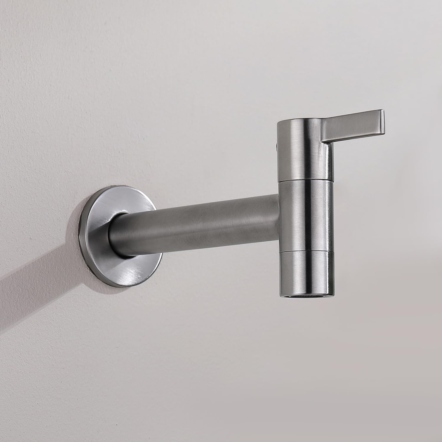 Decaura Grifo de agua fría montado en la pared de acero inoxidable grifo de agua fría montado en la pared de 13 cm grifo frío en pared para baño, lavabo, balcón, cocina