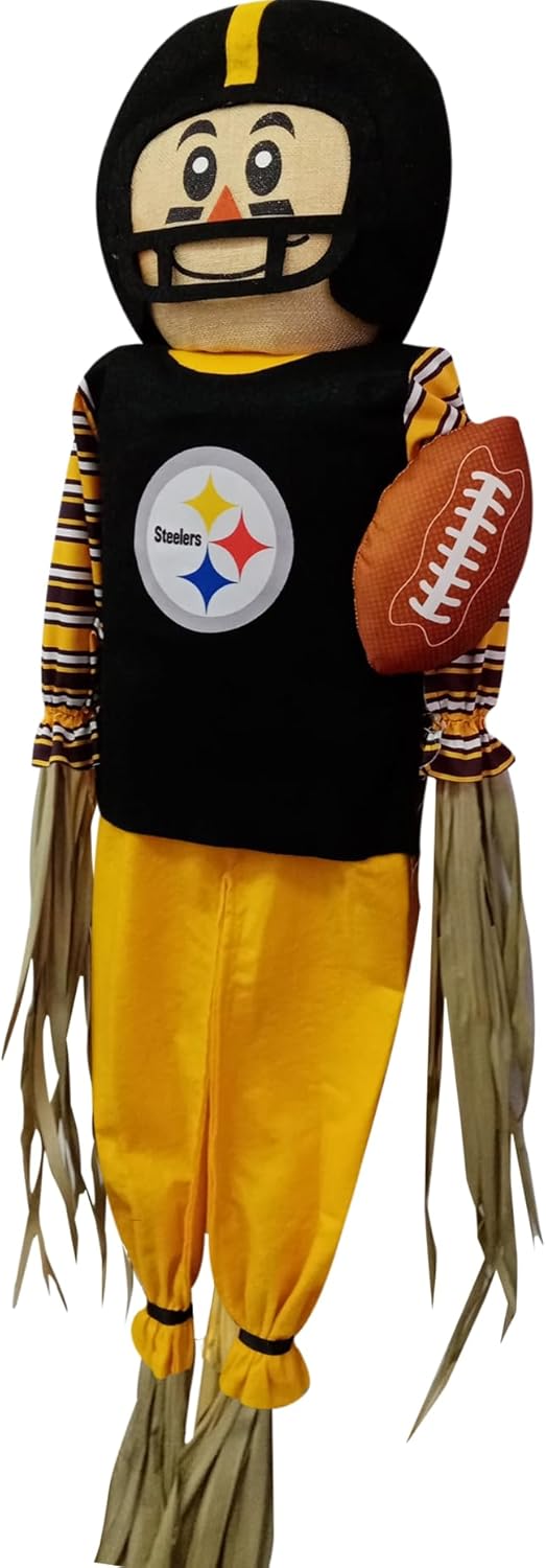 Sporticulture NFL Pittsburgh Steelers Scarecrow With Stake Pole & Complete Football Uniform Set - 60" x 12" x 3.5" Outdoor Sports Decoration Perfect For A Front Yard, Garden, Or Tailgating