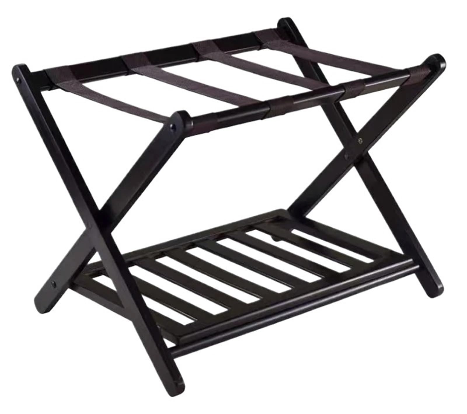 YShiuoL Luggage Rack Hotel Luggage Rack Black Home Folding Bedroom Organiser Double Racks(Color2)
