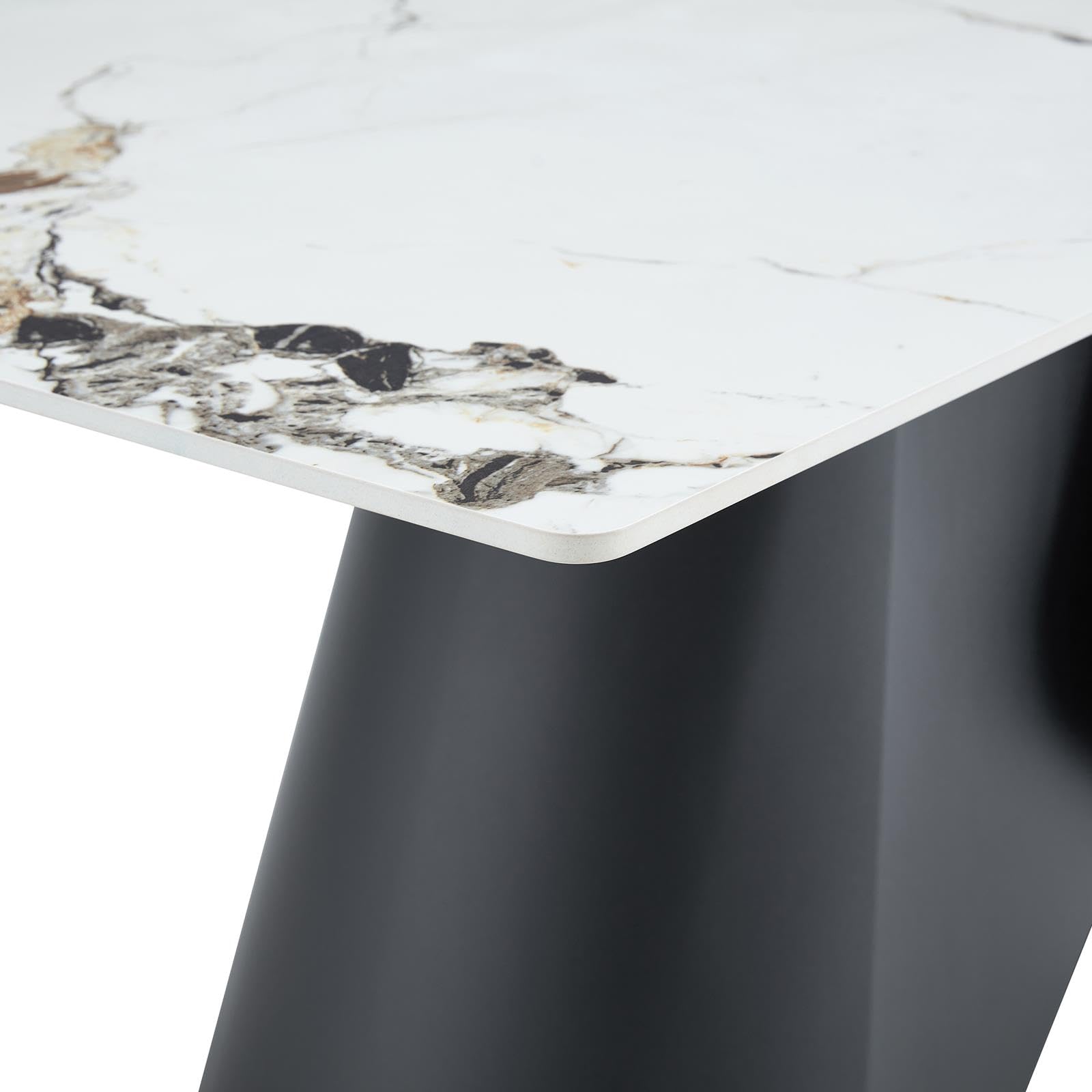 IDIMEX Table à manger Lazio, 180 x 90 cm, noir/blanc, design en céramique, aspect marbre, robuste et facile d'entretien, peut accueillir 6 à 8 personnes