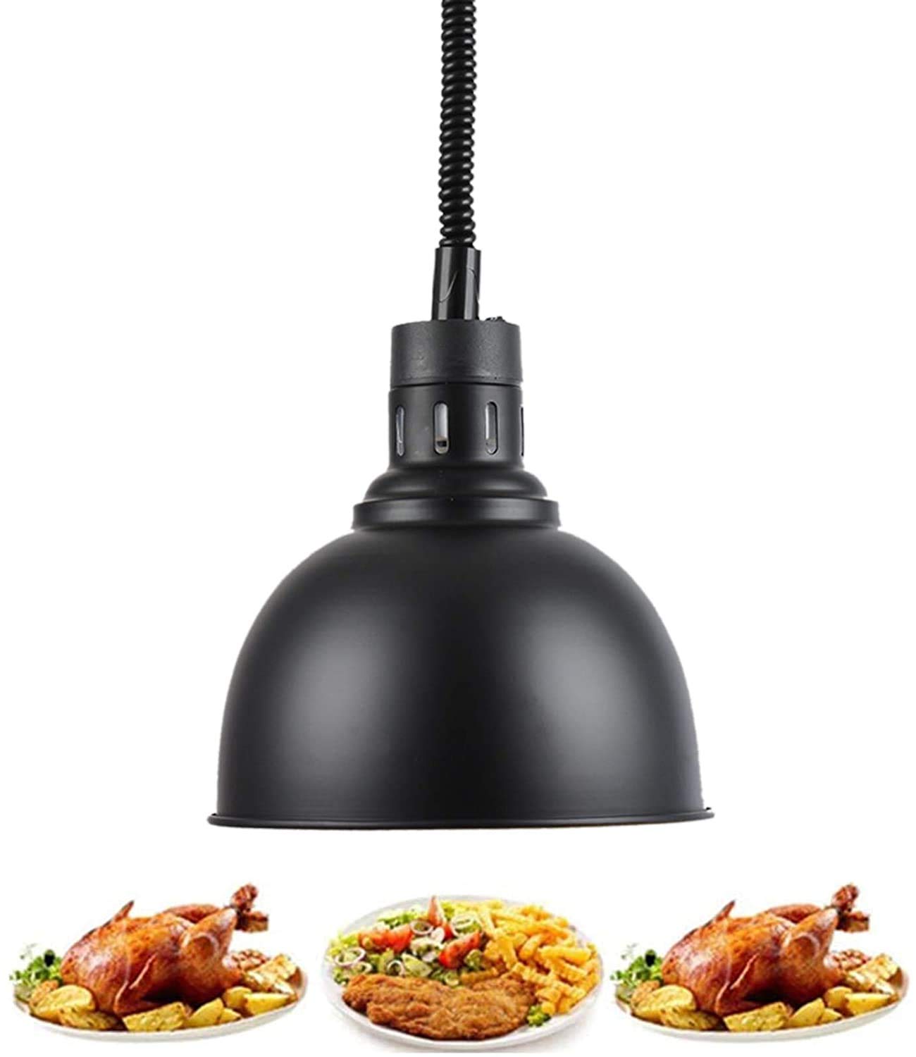 Lampa do podgrzewania żywności, lampa na podczerwień, rozszerzalna żarówka na podczerwień, 250 W, regulowana długość, 75-165 cm, restauracja/bufet/grill/pizza i barwnik 25 cm, złoty (Schwar