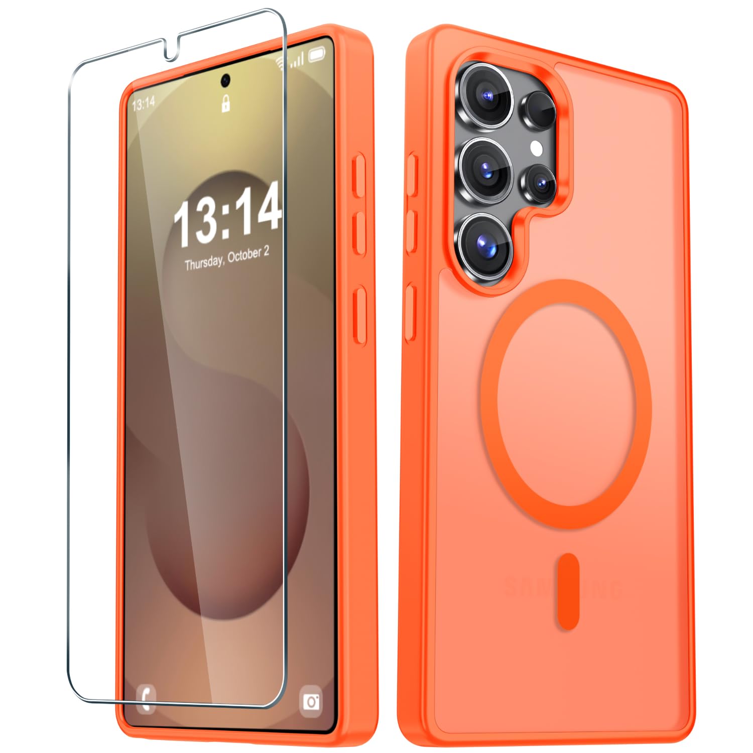 YENAPOON for Samsung Galaxy S25 Ultra Case, Matte Magnetic Cover, Orange