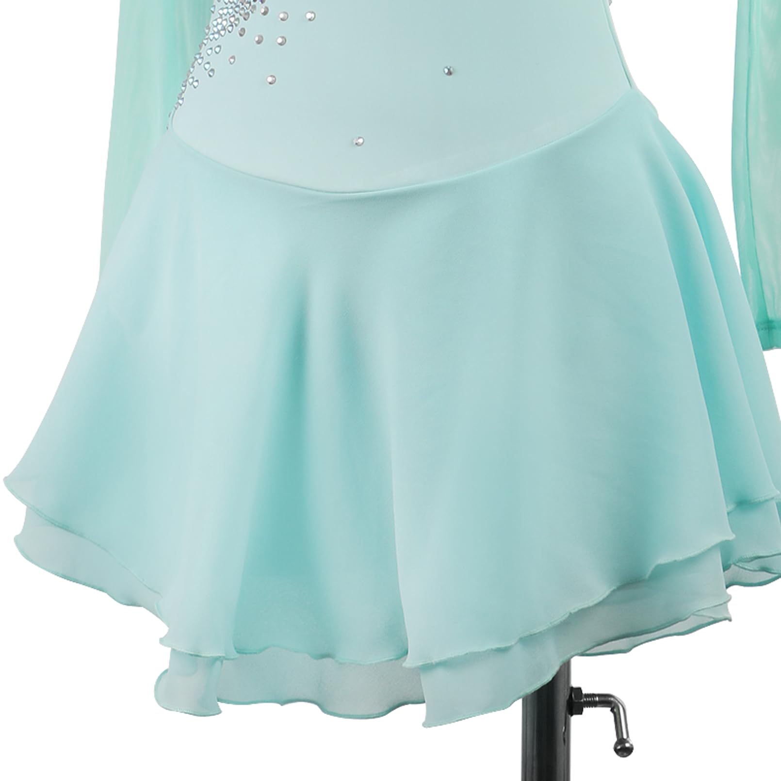 Vestido de Patinaje Artístico para Niñas Maillot de Patinaje sobre Hielo para Mujeres Traje Brillante con Pedrería Traje de Gimnasia Rítmica