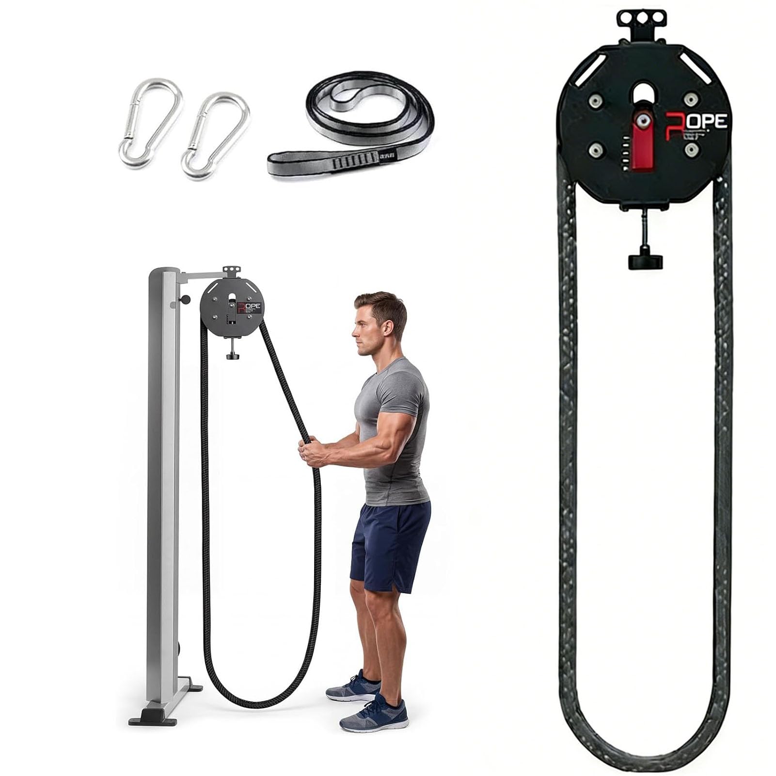 SULQING Endurance Trainer Endless Rope Machine, 13ft Premium Nylon Rope, 30kg Adjustable Resistance, Home Gym Cable Machine Fitness Training Equipment