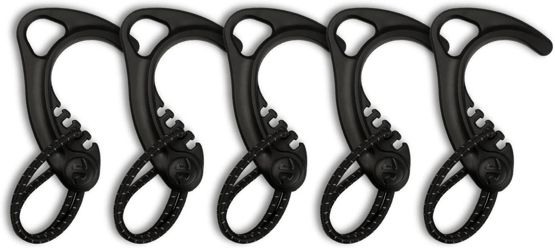8TIMBER Gear Hook Black 5-Pack — Lightweight + Versatile S Hook for Backpacks and Closet Storage, S Carabiner Heavy Duty Alternative, S Carabiner Clip, S Hook for Quick and Easy Indoor or Outdoor Use