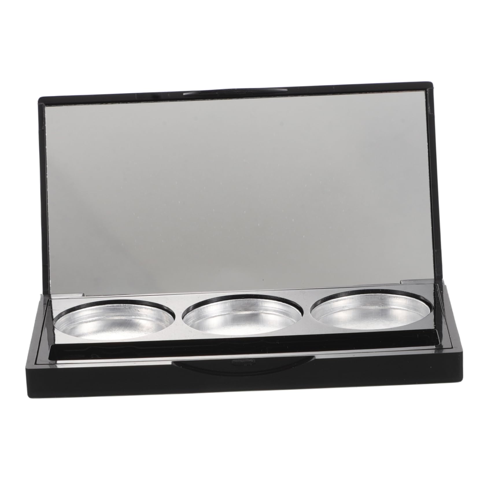 SOESFOUFU Versatile Makeup Storage 3-compartment Eyeshadow Pans Black Metal Palette Portable Blush Palette Diy Makeup Organizer