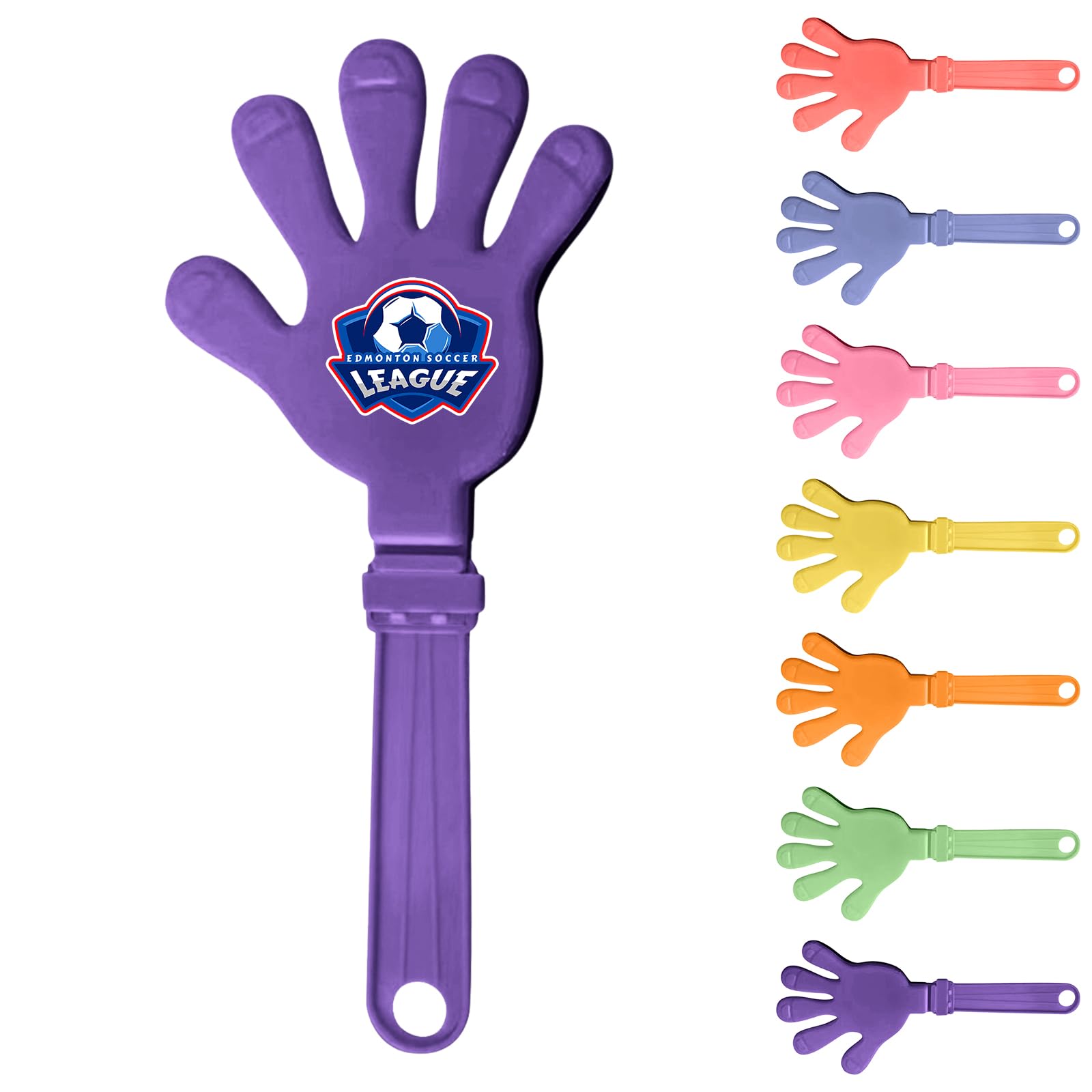 Personalised Plastic Hand Clapper, Personalised Noisemakers for Party, Sport Event, Corporate Promotional Events, and Team Spirit, Custom Logo, Standard & Glow in the Dark Versions (Purple)