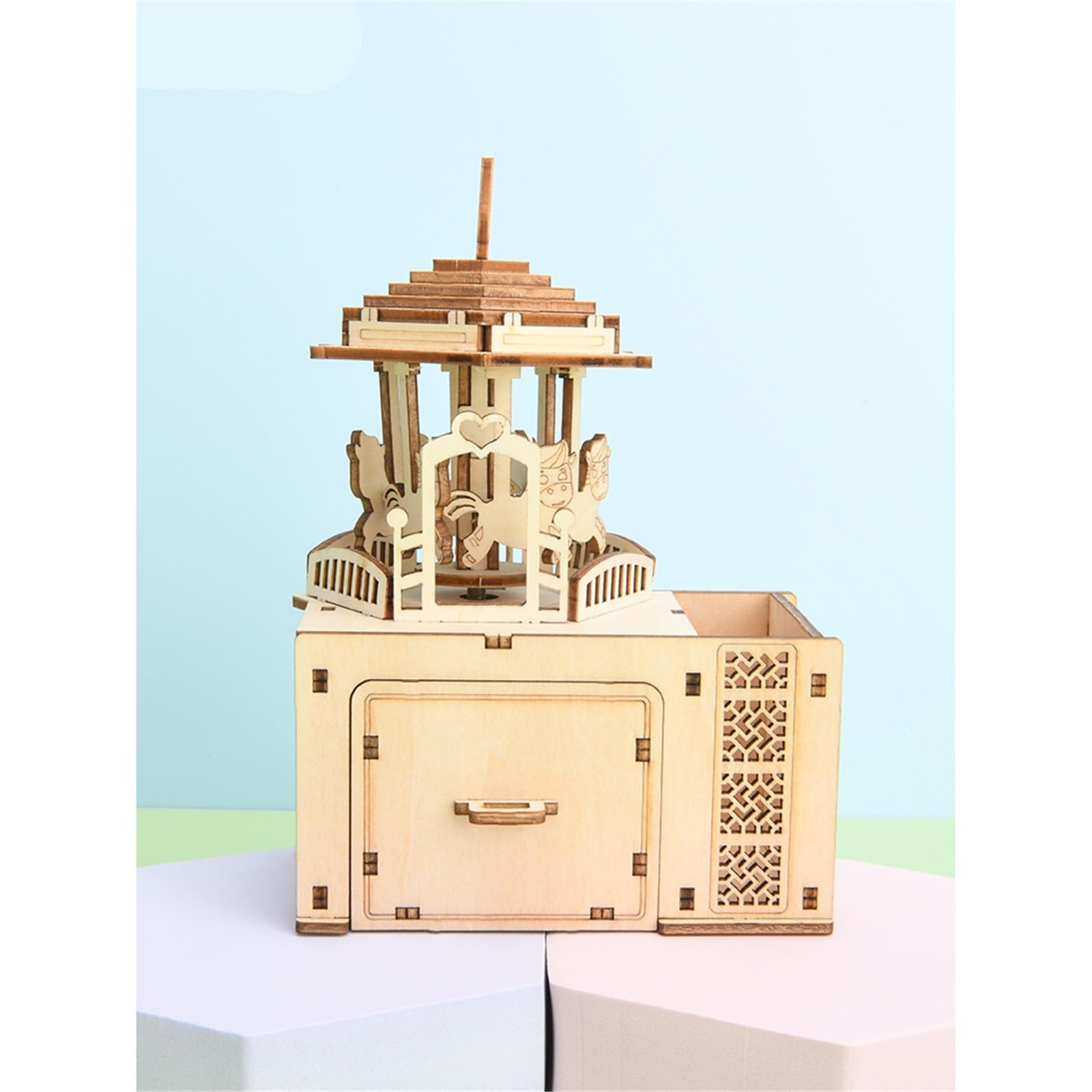 Carillon Fatto A Mano con Blocchi Assemblati Parco Divertimenti Carillon A Manovella A Manovella Regalo di Compleanno Kit Carillon