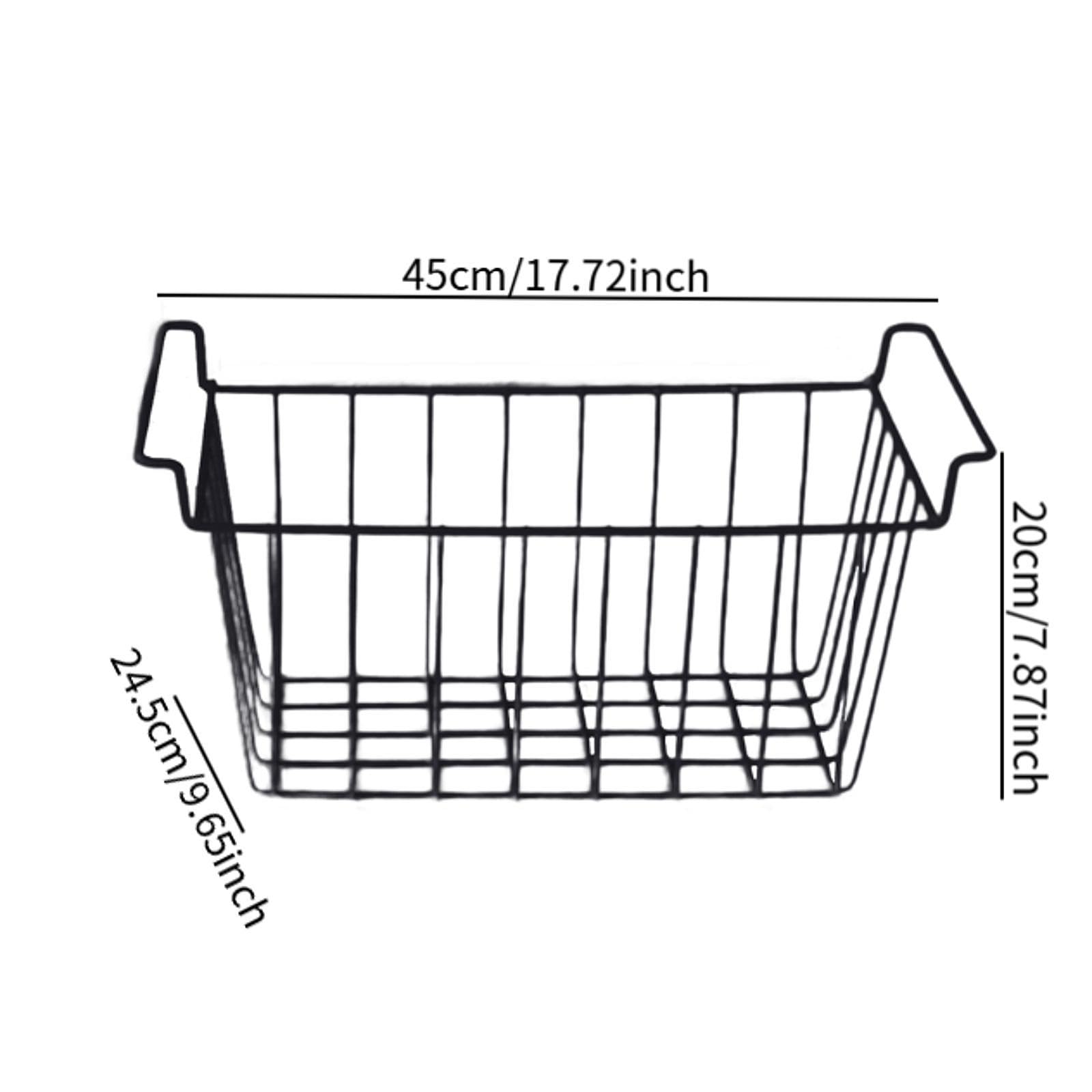 2 Piezas Cesta Refrigerador Organizador Congelador Recipiente Metálico Expandible con Manija Adecuado para Cocina Frutas Almacenamiento, 45cmx24.5cmx20cm