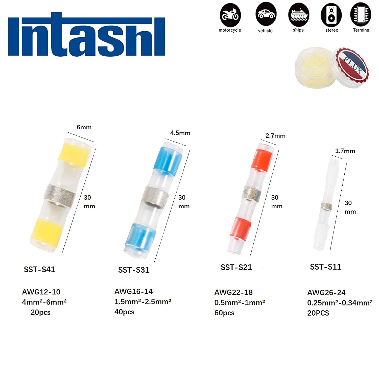 Conectores termorretráctiles Conectores de alambre de sellado de soldadura de grado marino Kit de conectores de alambre eléctrico Empalme a tope aislado impermeable (W280PCS)