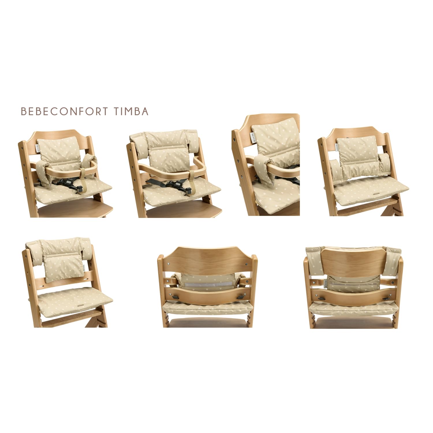 Meyco Baby Sitzverkleinerer Hochstuhl - BPA & PVC-frei - wasserfestes PU-Sitzkissen - leicht zu reinigen - Sitzauflage für div. Marken wie Stokke, Hauck etc. - Sweet Heart Sand/Soft Sand