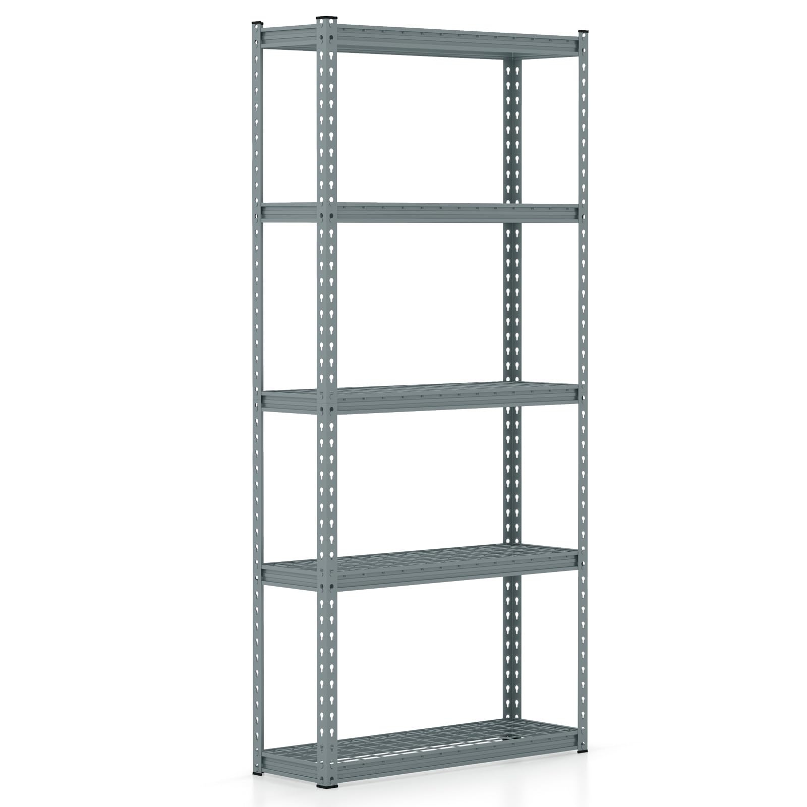 Goplus 5-Tier Metal Shelving Unit, Heavy Duty Wire Storage Rack with Anti-Slip Foot Pads, Height Adjustable Shelves for Warehouse, Kitchen, Living Room, Garage, 12