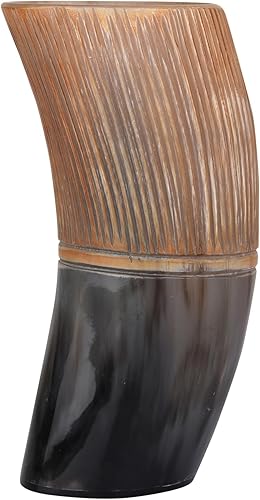 Miniatura 7 de Taza vikingo de 6 pulgadas para beber cerveza Ale, vino, refrescos, jarra, mead, vaso medieval (6 pulgadas, rayas)