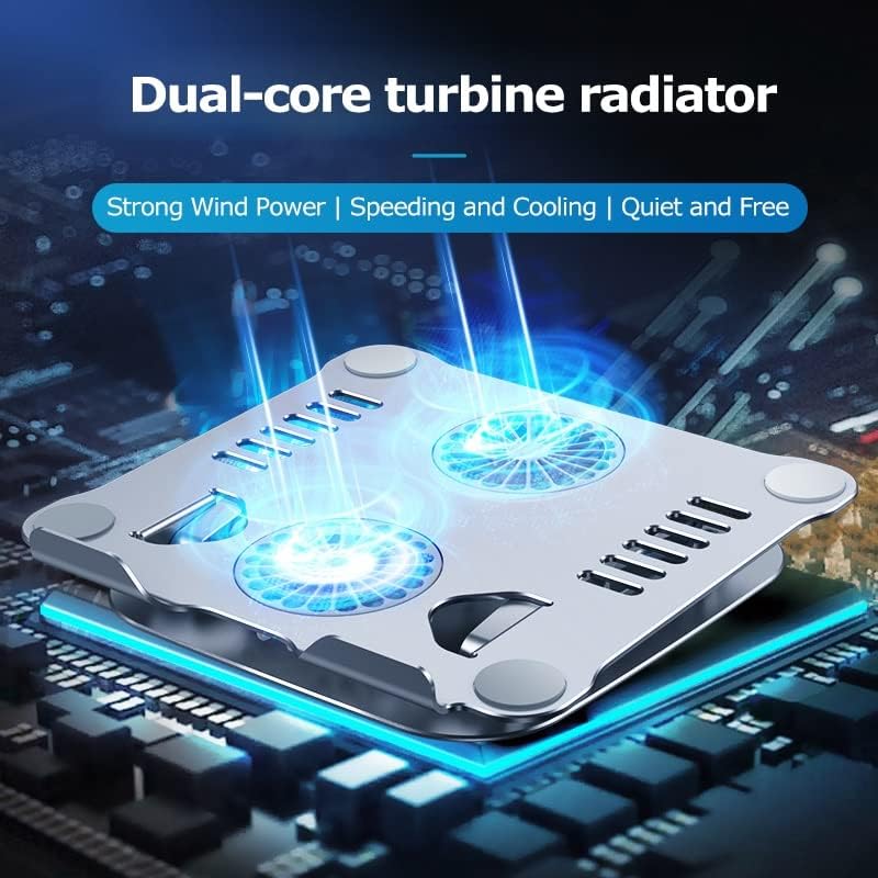 Miniatura 5 de Aleación de aluminio USB Lnterface Laptop Stand Dual Fan Radiador Soporte de base de enfriamiento plegable Soporte de computadora portátil silencio