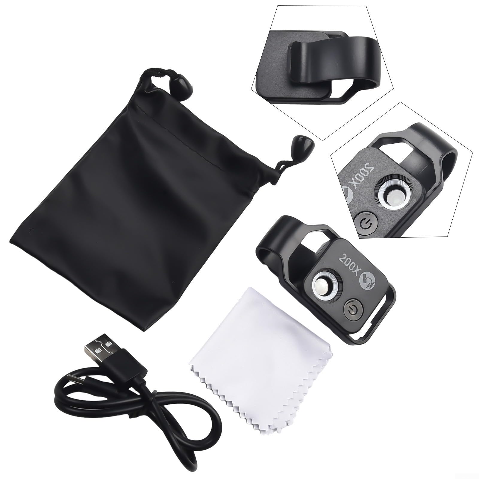 Handy Mikroskop,Mini Kamera,Tragbares Handy-Mikroskop 200X HD Identifikation Schmuck Vergrößerungslinse