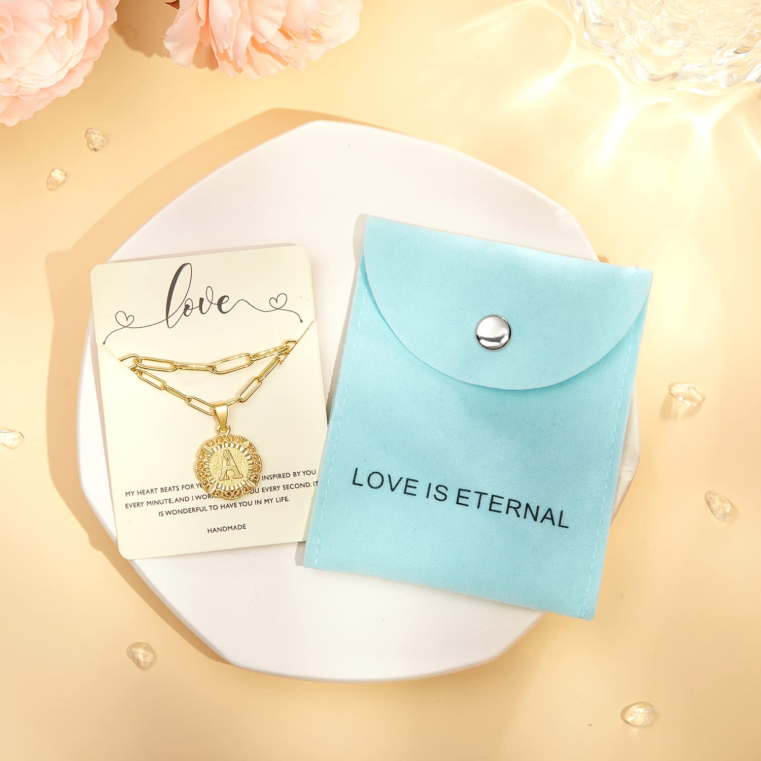 KissYan Layered Initial Necklaces for Women, 14K Gold Plated Hexagon Letter Pendant Silver Chain Dainty Layering White Gold Paperclip Link Adjustable Capital A-Z Choker Necklace Trendy Jewelry Gifts